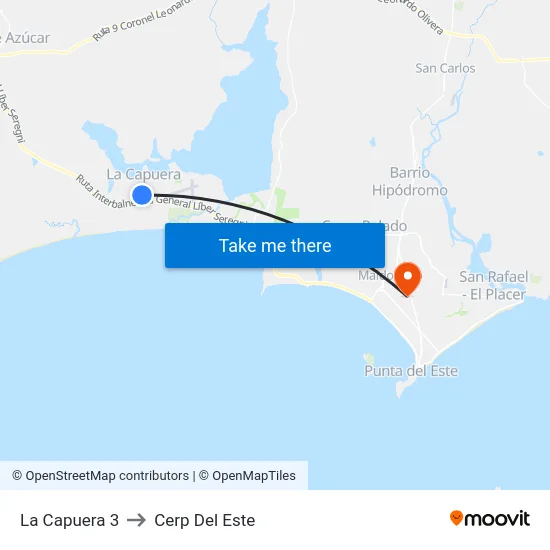 La Capuera 3 to Cerp Del Este map