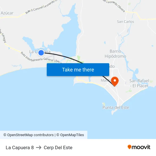 La Capuera 8 to Cerp Del Este map