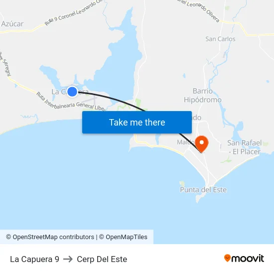 La Capuera 9 to Cerp Del Este map
