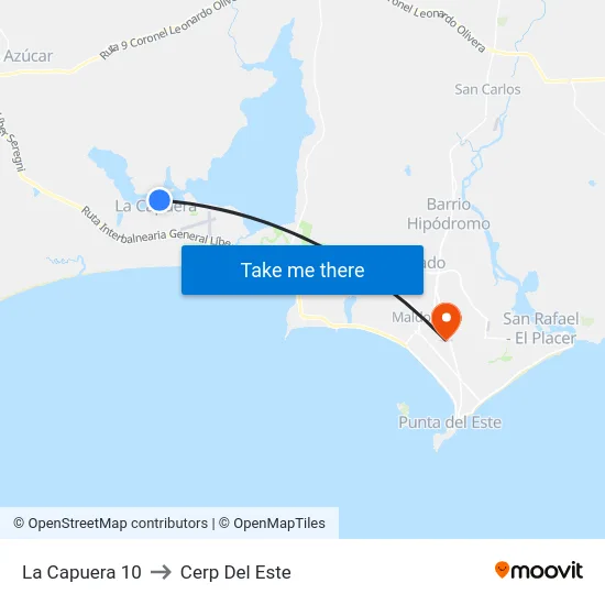 La Capuera 10 to Cerp Del Este map