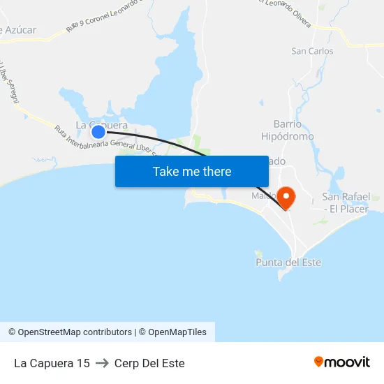 La Capuera 15 to Cerp Del Este map