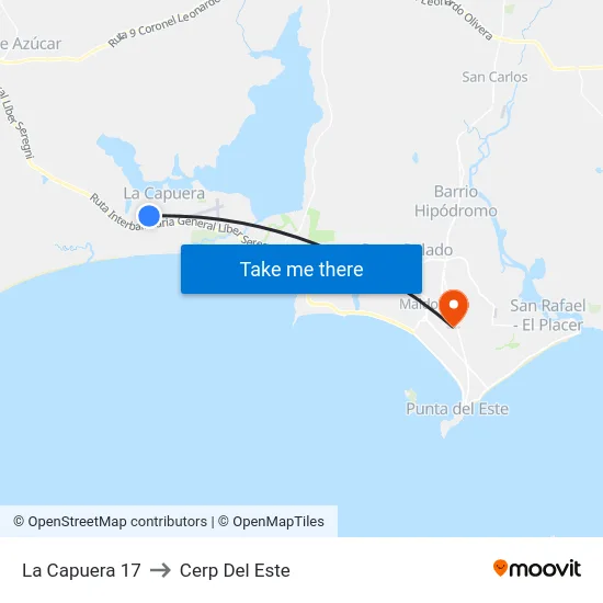 La Capuera 17 to Cerp Del Este map