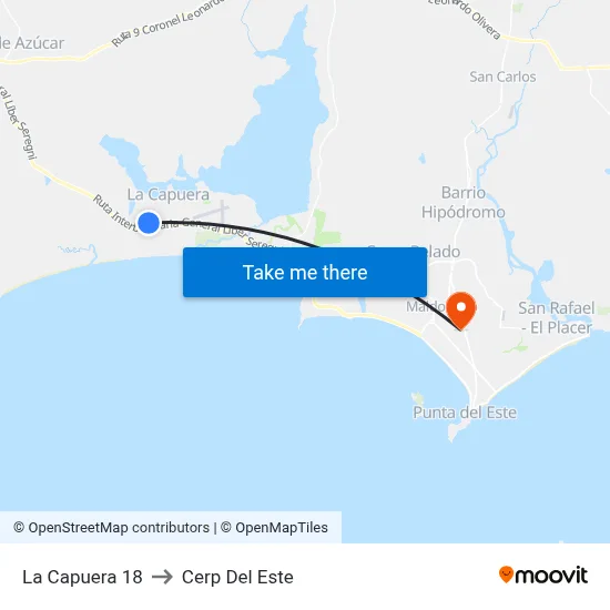 La Capuera 18 to Cerp Del Este map