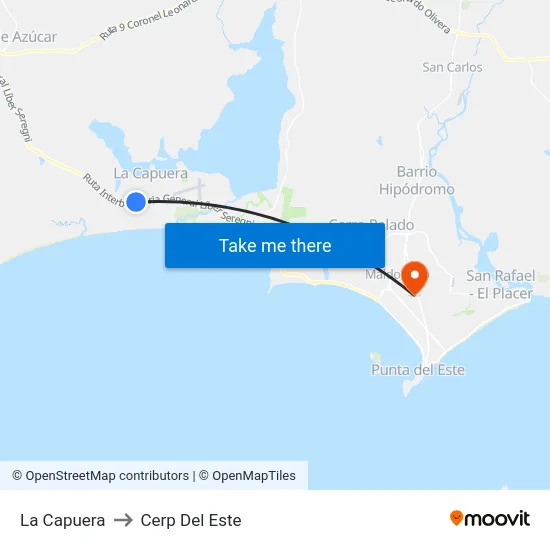 La Capuera to Cerp Del Este map
