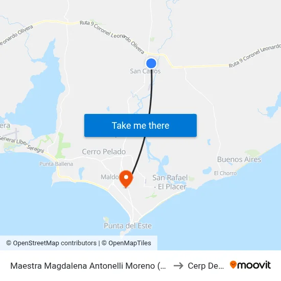 Maestra Magdalena Antonelli Moreno (Ex Cont. Sarandí) to Cerp Del Este map