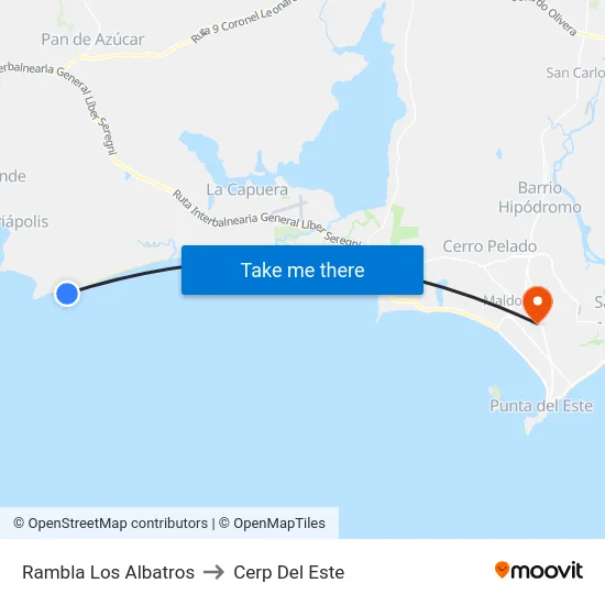 Rambla Los Albatros to Cerp Del Este map