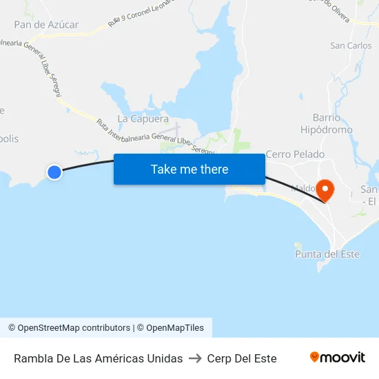 Rambla De Las Américas Unidas to Cerp Del Este map