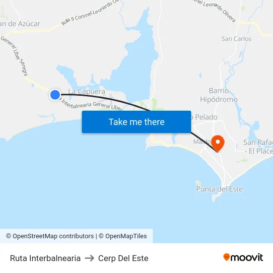Ruta Interbalnearia to Cerp Del Este map