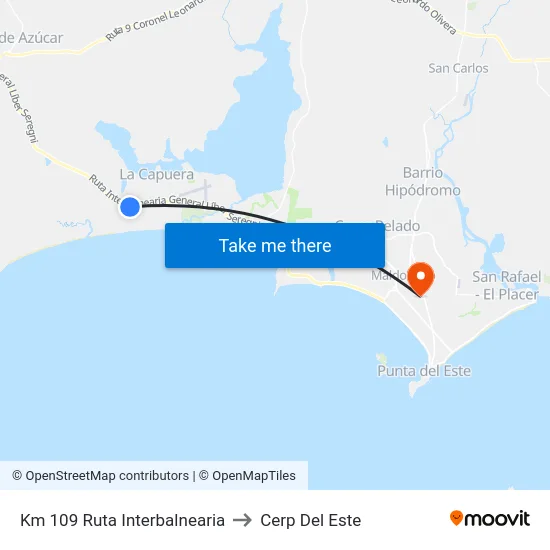 Km 109 Ruta Interbalnearia to Cerp Del Este map