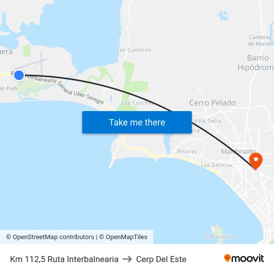 Km 112,5 Ruta Interbalnearia to Cerp Del Este map