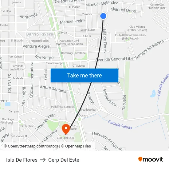 Isla De Flores to Cerp Del Este map