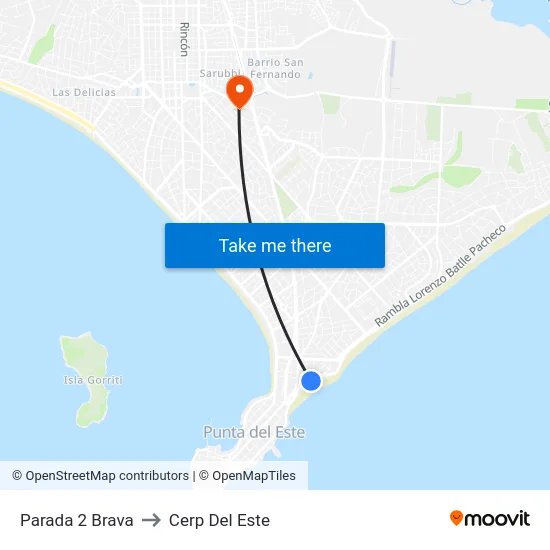 Parada 2 Brava to Cerp Del Este map