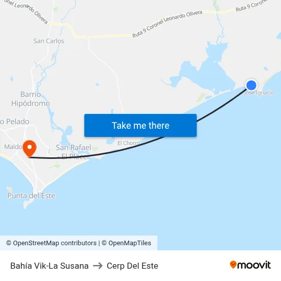 Bahía Vik-La Susana to Cerp Del Este map