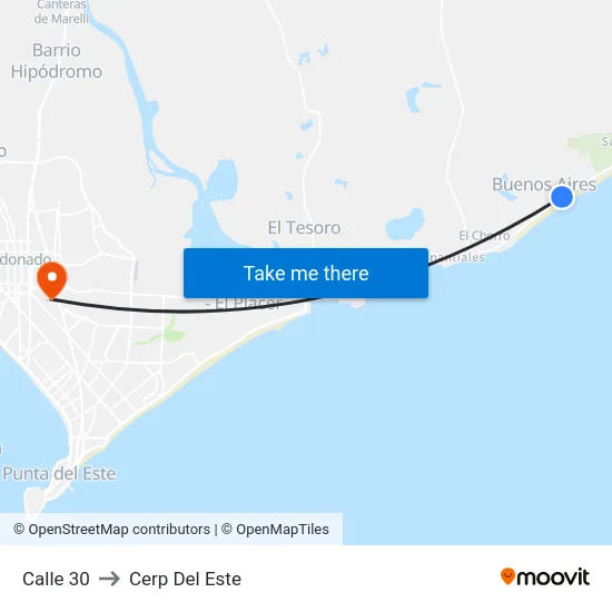 Calle 30 to Cerp Del Este map