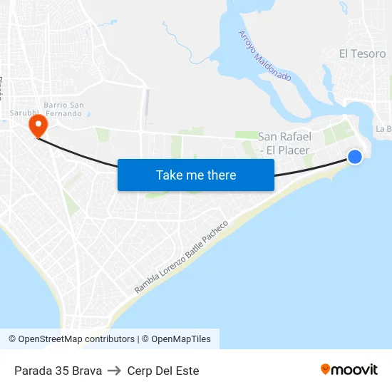 Parada 35 Brava to Cerp Del Este map