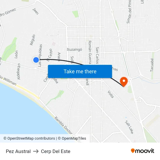 Pez Austral to Cerp Del Este map