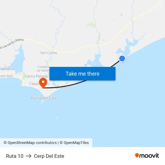 Ruta 10 to Cerp Del Este map