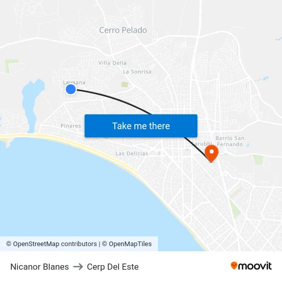 Nicanor Blanes to Cerp Del Este map