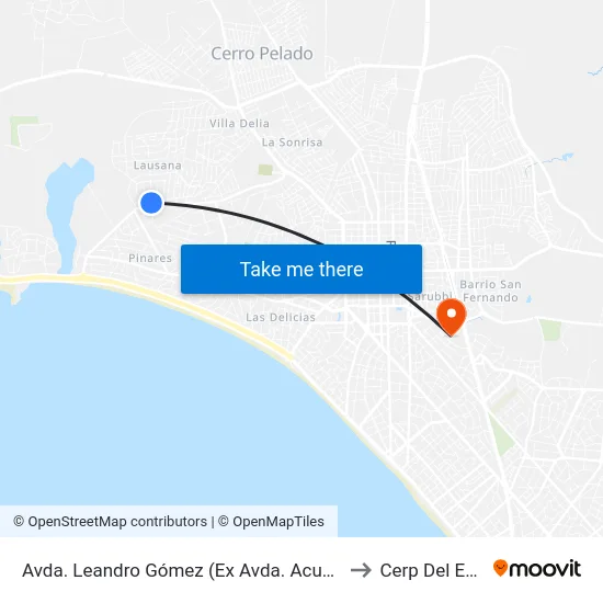 Avda. Leandro Gómez (Ex Avda. Acuario) to Cerp Del Este map
