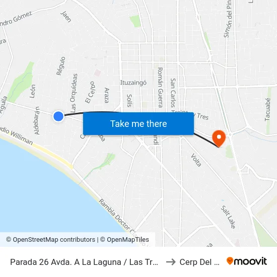 Parada 26 Avda. A La Laguna / Las Tres Marías to Cerp Del Este map