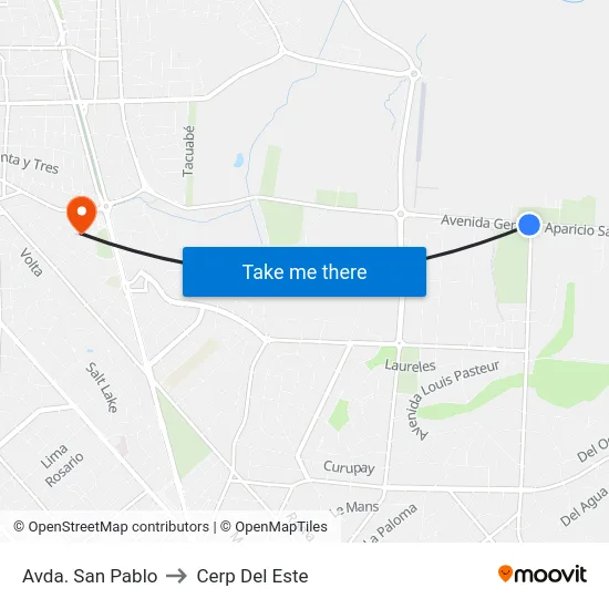 Avda. San Pablo to Cerp Del Este map