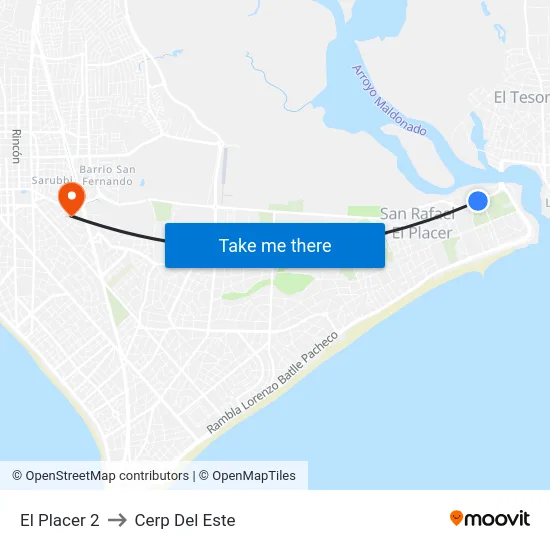 El Placer 2 to Cerp Del Este map