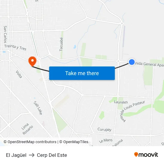 El Jagüel to Cerp Del Este map