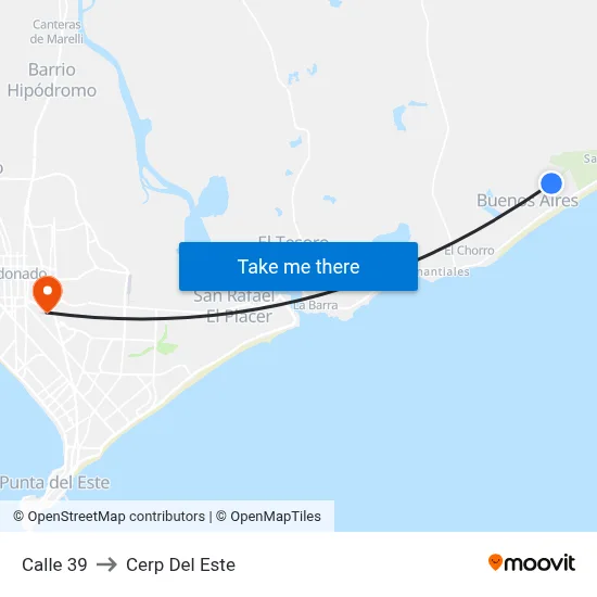Calle 39 to Cerp Del Este map