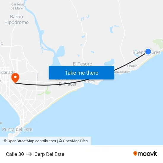 Calle 30 to Cerp Del Este map