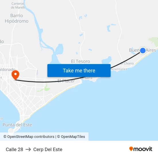 Calle 28 to Cerp Del Este map
