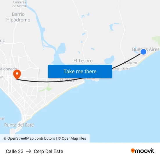 Calle 23 to Cerp Del Este map