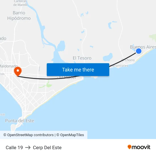 Calle 19 to Cerp Del Este map