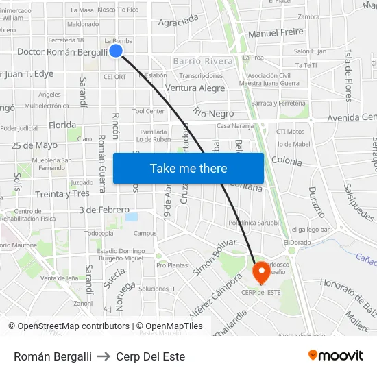 Román Bergalli to Cerp Del Este map