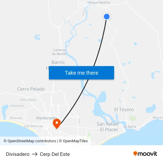 Divisadero to Cerp Del Este map