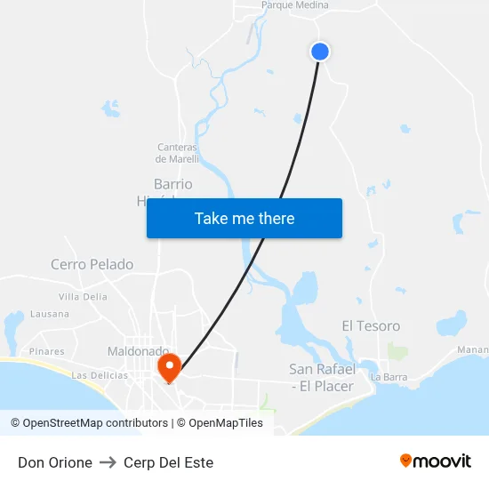 Don Orione to Cerp Del Este map