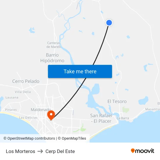 Los Morteros to Cerp Del Este map