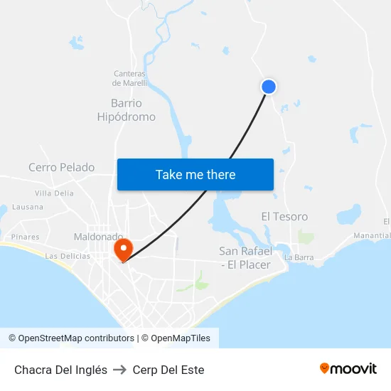 Chacra Del Inglés to Cerp Del Este map