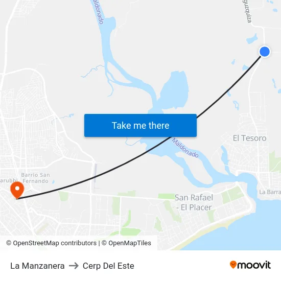 La Manzanera to Cerp Del Este map