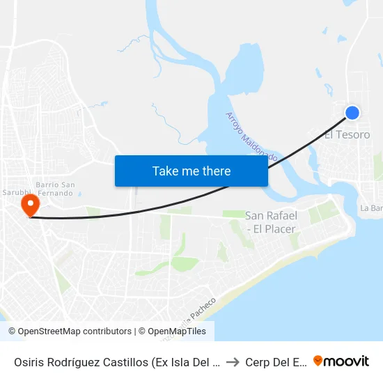 Osiris Rodríguez Castillos (Ex Isla Del Cahuí) to Cerp Del Este map
