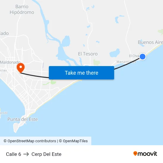 Calle 6 to Cerp Del Este map