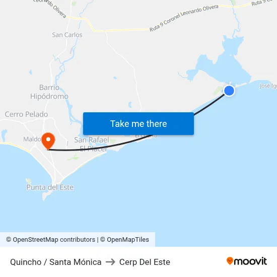 Quincho / Santa Mónica to Cerp Del Este map