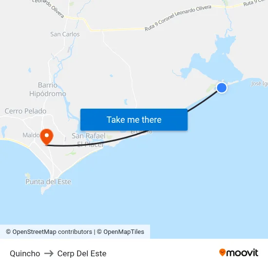 Quincho to Cerp Del Este map