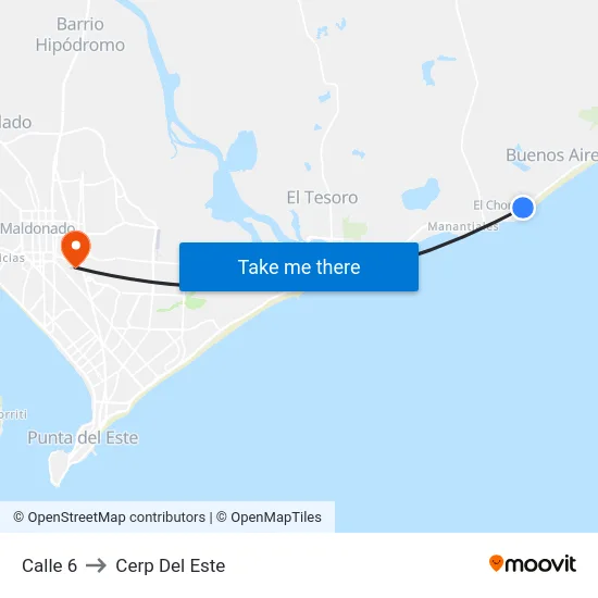 Calle 6 to Cerp Del Este map