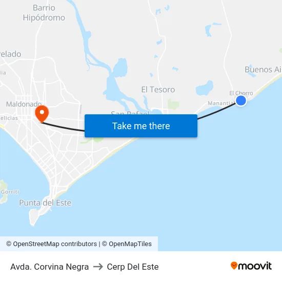 Avda. Corvina Negra to Cerp Del Este map