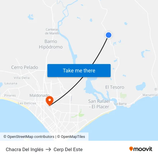 Chacra Del Inglés to Cerp Del Este map