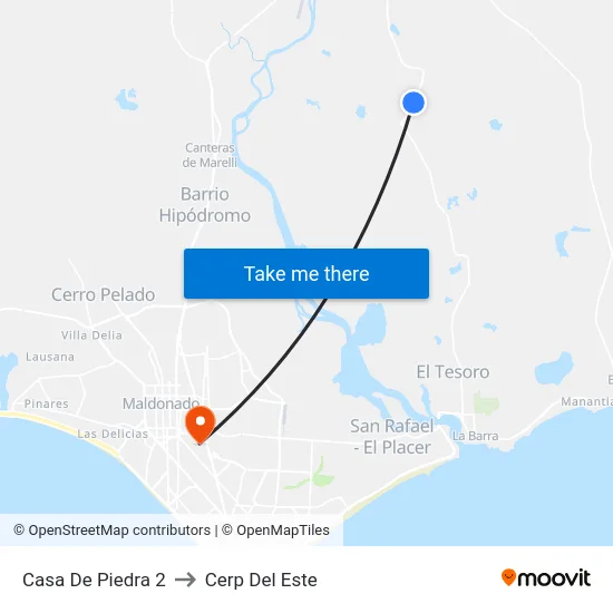 Casa De Piedra 2 to Cerp Del Este map