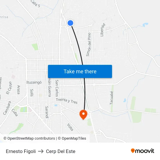 Ernesto Fígoli to Cerp Del Este map