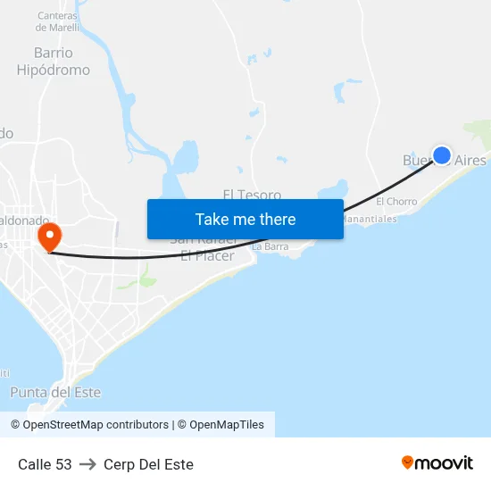 Calle 53 to Cerp Del Este map