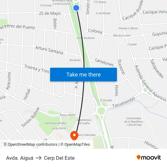 Avda. Aiguá to Cerp Del Este map