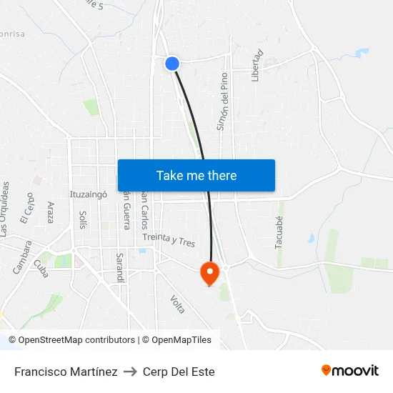 Francisco Martínez to Cerp Del Este map